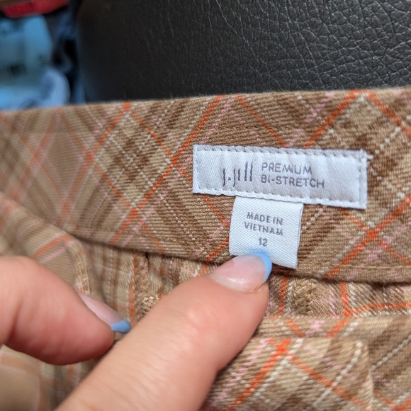 J. Jill Plaid Tan Women's Trousers Ankle Premium Bi Stretch Fall Classic Work - Picture 8 of 8